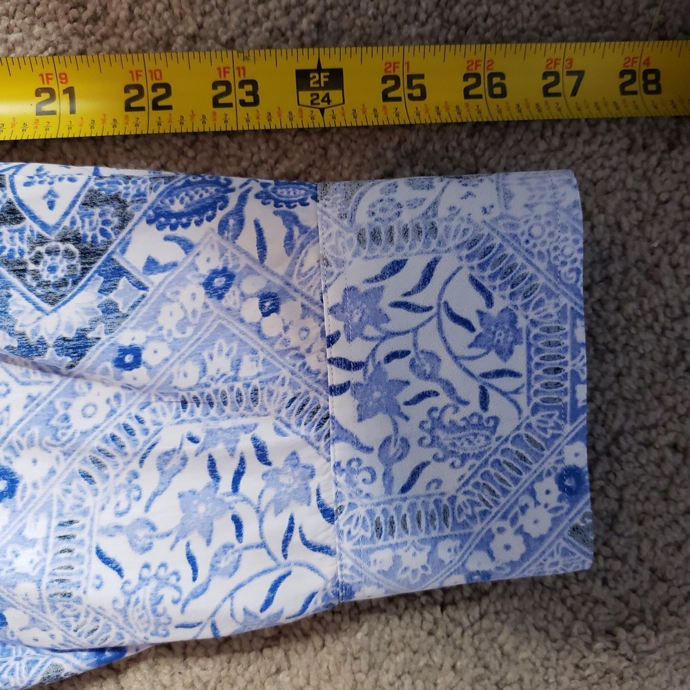 Tommy Bahama Shirt XL Blue Mediterranean Mykonos Reverse Print Flip Silk Summer - Picture 12 of 14